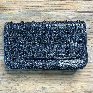 Deux Lux Black Sequin Studded Clutch Bag